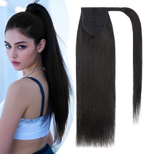 S-noilite Wrap Around Ponytail Extension Wrap Pony Tail Hair Extension One Piece Long Curly Clip In On Ponytail Hairpiece Wavy Synthetic Magic Paste Soft Silky (17",Light Brown Mix Ash Blonde)