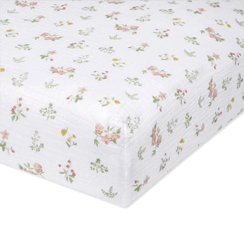 aden + anais Essentials Classic Crib Sheet, 100% Cotton Muslin, Super Soft & Breathable, Tailored Snug Fit, Dino Jungle