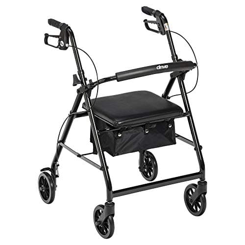 Drive Medical Four-Wheel Rollator Walker with Fold-Up Removable Back Support
