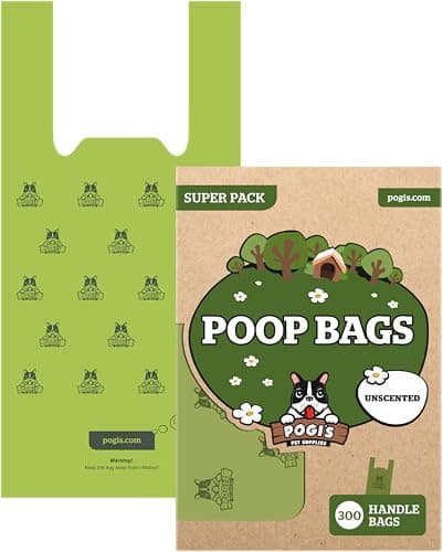 Pogi's Compostable Poop Bags for Home & Yard – Leak-Proof, Extra-Large, Made with Plants (Single Roll, 300-Count)