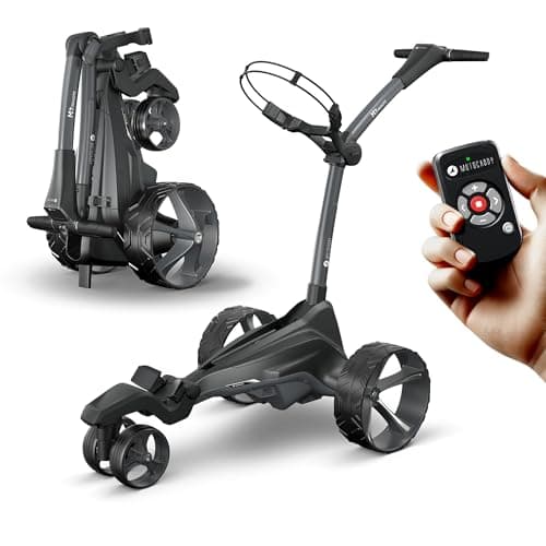 Motocaddy M7 Remote Electric Golf Caddy - Electric Golf Push Cart with Remote, All-Terrain Ready, Automatic Downhill Control, and Long-Lasting Battery - Accessories Included (Black)