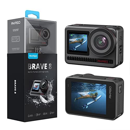 AKASO Brave 8 4K60FPS Action Camera, 48MP Touch Screen Waterproof Super Wide Angle 16x Slo-mo SuperSmooth Stabilization Underwater Camera with 64GB U3 microSDXC Canvas Memory Card