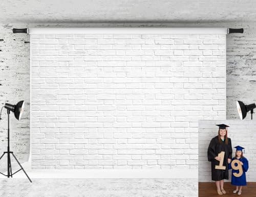 Kate 5x7ft White Brick Wall Brown Wood Floor Fabric Photo Backdrop for ...