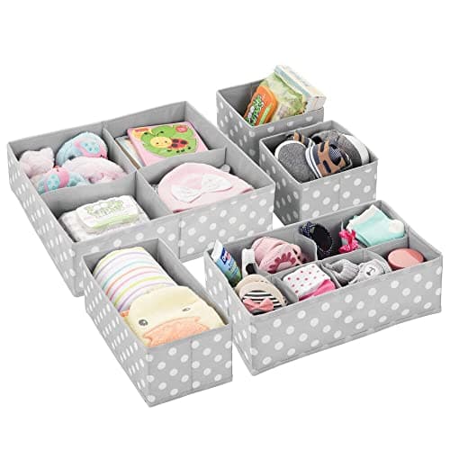 mDesign Fabric Drawer/Closet Divided Organizers, Set of 5, Natural/Blue ...