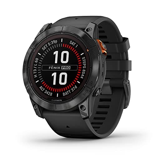 Garmin Fenix 7X Solar Multisport GPS Watch, Slate Grey with Black Band