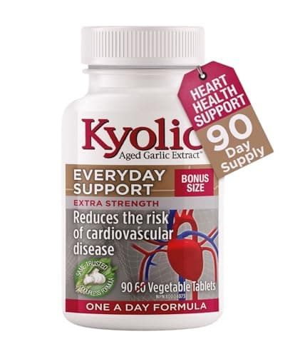 Kyolic Odourless Aged Garlic Extract - 90 Tablets Extra Strength 1000mg - Cardiovascular Supplement - Kyolic Cardiovascular Health -Garlic Extract Supplement - 90 Day-Supply