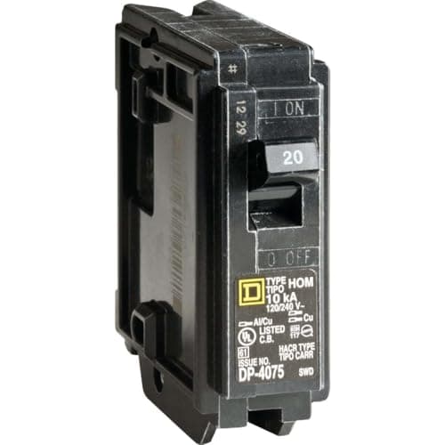Square D Homeline 20 Amp Single-Pole Plug-On Neutral Dual Function ...