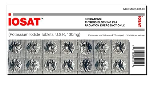 IOSAT KI Potassium Iodide Tablets 130 MG X 14 Tablets / Pack, Expiry ...