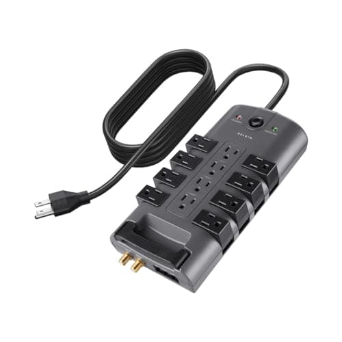 Belkin Pivot Plug Surge Protector, 6 AC Outlets, 1,080 J, Gray