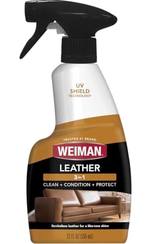 Weiman 3-in-1 Leather Cleaner, Conditioner & UVX Protector for Cars, Furniture, Auto Interior, Shoes, Purses & Handbags - 2 Pack with Microfiber Towel Included
