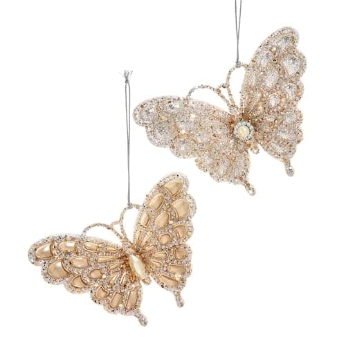Kurt Adler TD1666 Gold and Pink Lace Butterfly Clip-On Ornament, 6-inch ...