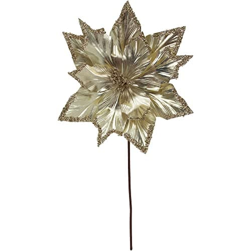 Gold Poinsettia Clip Decoration, 34cm