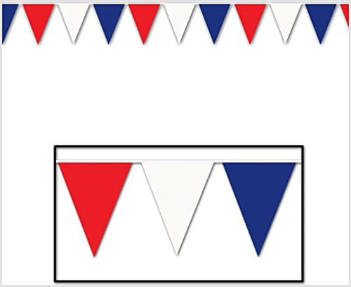 Beistle 17" x 120' Patriotic Outdoor Pennant Banner; Red/White/Blue ...