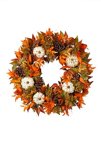 Halloween wreath orange and black wreath ribbon wreath