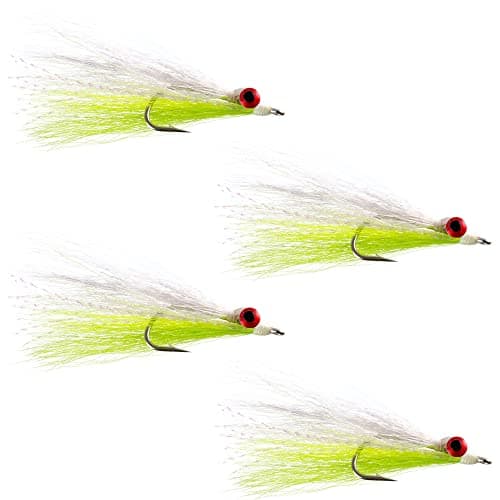 Clouser Minnow Fishing Flies - Chartreuse - Mustad Signature Duratin Fly Hooks - 6 Pack (Assorted)