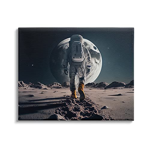 Stupell To The Moon Quote Whimsical Rocket Ship Space Canvas Wall Art ...
