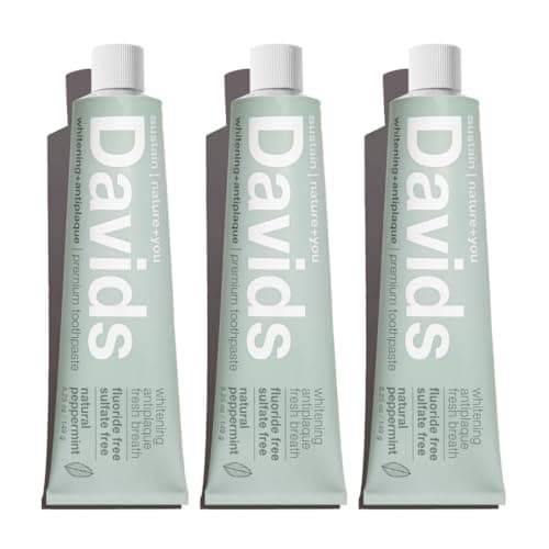 Davids Natural Toothpaste, Whitening, Antiplaque, Fluoride-Free, SLS-Free, Xylitol, Peppermint Oil, 5.25 OZ, Tube Roller Included