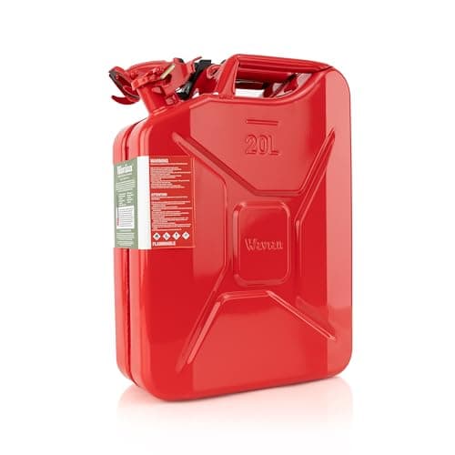 Wavian USA JC0020RVS Red Authentic NATO Jerry Fuel Can and Spout System (20 Liter)