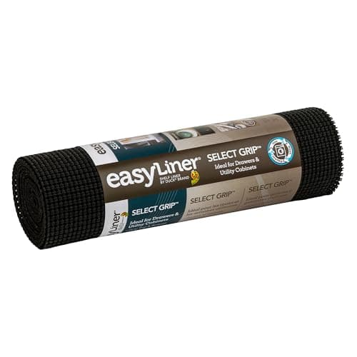 Duck Brand Select Grip EasyLiner Shelf and Drawer Liner, Non-Adhesive, 12-Inch x 10-Feet, Non-Adhesive, Black, 1359571