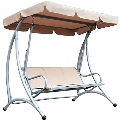 Outsunny 3-person Outdoor Porch Swing Lounge Chair Bench w/ Adjustable ...