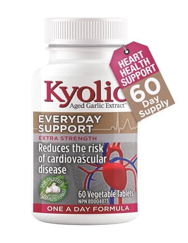 Kyolic - Odourless Aged Garlic Extract Everyday Support Extra Strength One-A-Day 1000mg, 60 Veg Tablets - Kyolic Garlic Supplements, Garlic Pills - Herbal Supplement for Wellness Support