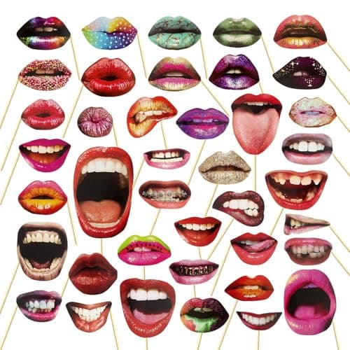 Premium Vector | Red lips mask on a stick Photo booth props idea