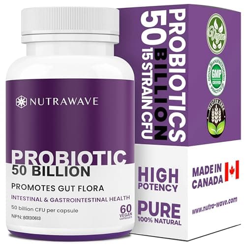 50 BILLION Daily Probiotic for Men & Women, 15 Strains Active Culture. Relieves Bloating and Constipation, Improved Digestion and Gut Health Supplement, Non-GMO, Vegan, Gluten Free. 60 Powerful Easy to Swallow Capsules.