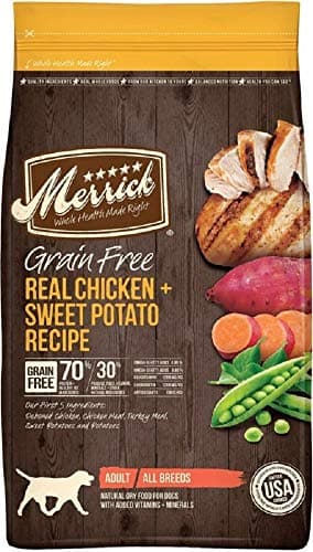 Merrick Grain Free Dry Dog Food, Real Chicken and Sweet Potato Recipe - 10 lb (4.54 lbs) Bag (1 Pack)