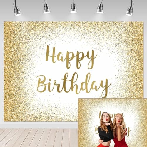 Happy Birthday Gold Glitter Bokeh Backdrop for Party – Lofaris