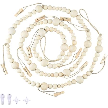 Amazon.com: KALALOU CGL4037 Wood Bead Garland with Clothes Pin Photo ...