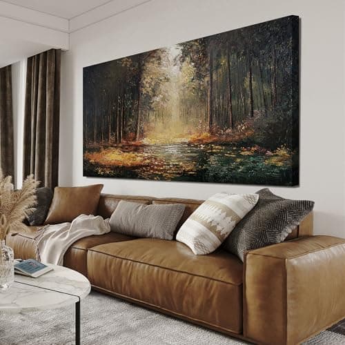 Path in Autumn Forest Trees Sunlight Nature Colorful Landscape Painting ...
