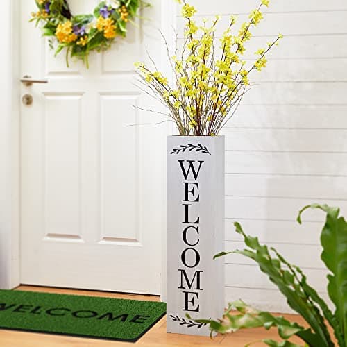 Glitzhome 8.66 in. H Wooden/Jute Wall Sign 1308004232 - The Home Depot