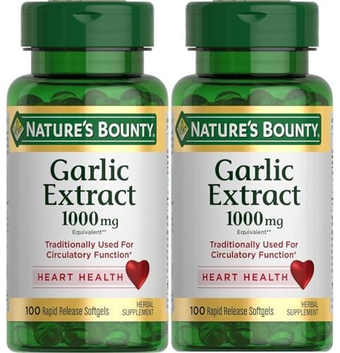 NATURE'S BOUNTY Garlic, Odourless, 1000 mg, Used in herbal medicine to Help Maintain Cardiovascular Health, Help Reduce Blood Lipid Levels, Help Relieve Symptoms Of Upper Respiratory Tract Infections, Softgels, 22.3 g