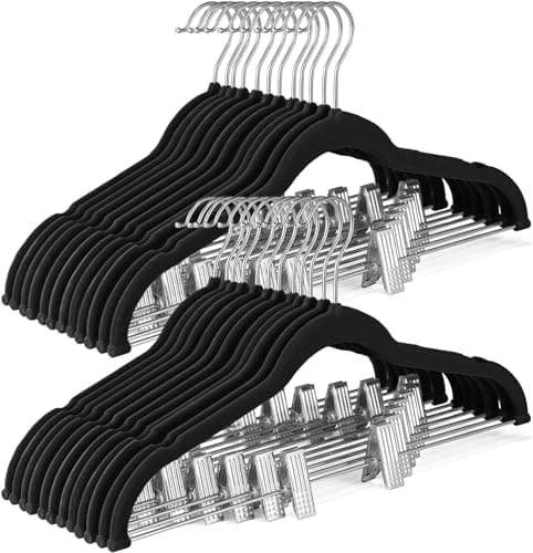 SONGMICS 50-Pack Coat Hangers and 30-Pack Pants Hangers Bundle, Velvet ...