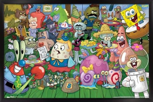 Póster enmarcado con cuadrícula de personajes de Trends International SpongeBob SquarePants