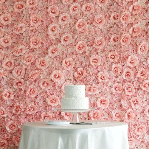 4-Pack Blush Silk Rose Flower Wall Panels | eFavormart