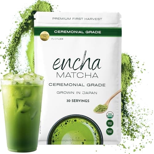 Encha Organic Ceremonial Grade Matcha Green Tea Powder, First Harvest ...