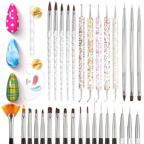Beetles Gel Polish Nail Art Liner Brushes 5Pcs Painting Art Design Pen Set Diamond Application Rhinestone Handle Dotting Drawing Sizes 5 7 9 11 20mm Nail Art Design Gift for Women
