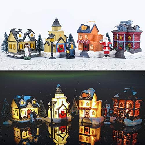 Putz House Cardboard Glitter Village Christmas Home Japan Sponge Tree ...