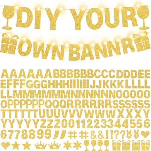TaoBary 112 Pcs DIY Letter Banner Glitter Customizable Banner Kit ...