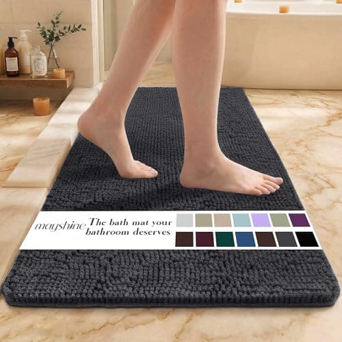 Mayshine Non Slip Microfiber Chenille Machine Washable Bath Mat for ...