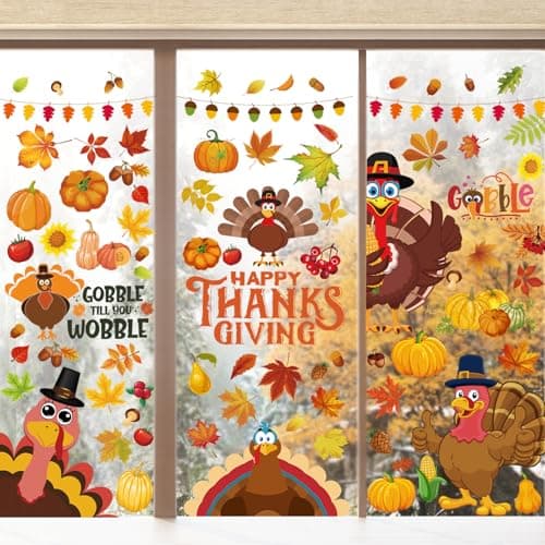 Kezqiaxn Wall Decals Fall Decorations Thanksgiving Window Clings Fall ...