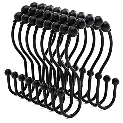 TABGIME Shower Curtain Hooks, Rustproof Metal, Double Glide Design ...