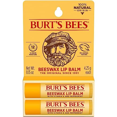 Amazon.com : Burt's Bees Beeswax Lip Balm with Vitamin E & Peppermint ...