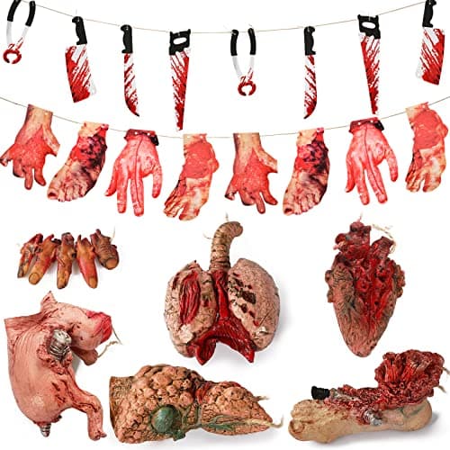 Halloween Scary Props Set Fake Bloody Body Parts hand and leg for ...