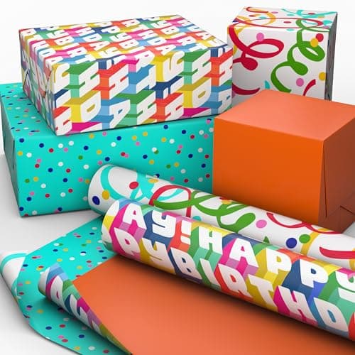 Birthday Celebration 3-Pack Reversible Wrapping Paper - Wrapping Paper ...