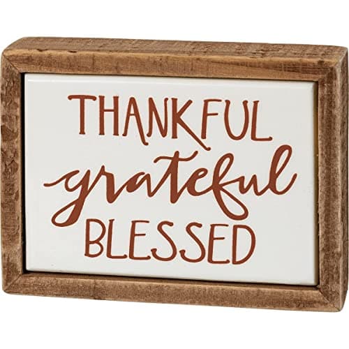 Thankful Grateful Blessed Inset Box Sign | Primitives By Kathy