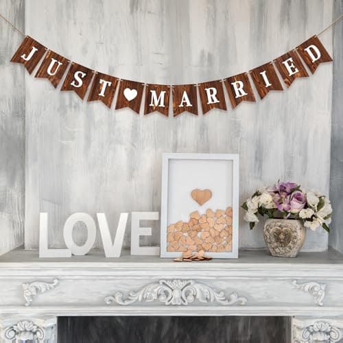 Ginger Ray Wooden Just Married Bunting 1.5m | Hobbycraft