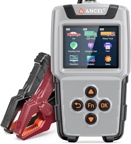 ANCEL BA101 Car Battery Tester, 12V Digital Automotive Alternator Meter Diagnostic Tool,100-2000 CCA Load Capacity, Charging & Cranking Analyzer for Truck, Boat, RV, Marine Vehicle, and More