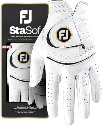 FootJoy Women's StaSof Golf Glove, White, Medium, Worn on Right Hand